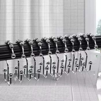 12 шт. крючки для занавесок для душа, нержавеющие, устойчивые к коррозии, прочные несущие металлические двойные кольца для занавесок для душа, зажимы для карнизов серебряный