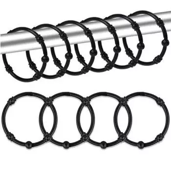 12 шт. крючки для занавесок для душа, стильные нержавеющие крючки из цинкового сплава, простая установка, крючки для штор для дома, ванной комнаты чёрный