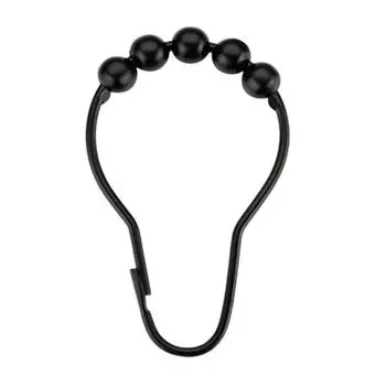 12 шт. крючков для душевой занавески декоративные вешалки для штор в ванной комнате кольца для ванн универсальные бытовые принадлежности для туалета чёрный