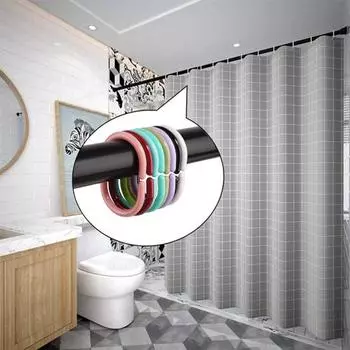 12 шт. крючков для душевой занавески, прочная универсальная вешалка для душа в ванной комнате с С-образным кольцом 12pcs розовый