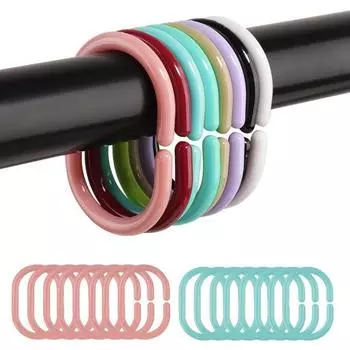 12 шт. крючков для душевой занавески, прочный универсальный держатель для душевой стойки в форме буквы С, аксессуары для штор в ванной комнате 12pcs вино красного