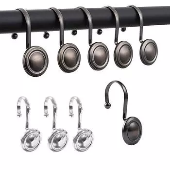 12 шт. крючков для душевой занавески, устойчивые к коррозии, простая установка, декоративные металлические крючки для душевой занавески