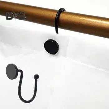 12 шт. крючков для душевой занавески, высокопрочный полированный, не деформирующийся, антикоррозийный сплав, плавно скользящий, надежно закрепленный, кольцо для шторы в ванной чёрный