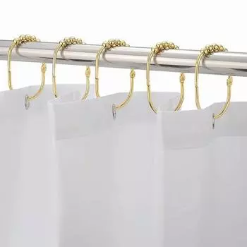 12 шт., крючок для занавески для душа, сверхмощная нержавеющая сталь, пять шариков, универсальный штанга для душа, кольцо, вешалка, держатель, принадлежности для ванной комнаты серебряный