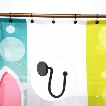 12 шт. крючок для занавески для душа, высокопрочный, полированный, без деформации, антикоррозийный сплав, гладкий чёрный