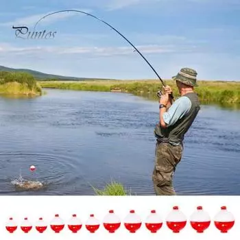 12 шт. круглых рыболовных поплавков разных размеров, легкие, высокой видимости, красные, белые, плавающие, поплавки-шарики, поплавки для соленой воды, пресноводной ловли карпа 12pcs
