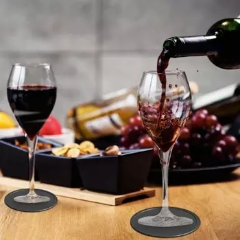 12 шт. круглых силиконовых подставок диаметром 10 см, простые многоразовые подставки, подходят для украшения праздничного стола 10x10 cm чёрный