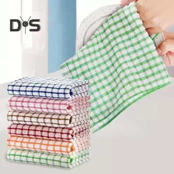 12 шт. кухонных полотенец, впитывающих воду, хлопковых полотенец для мытья посуды, ярких клетчатых цветов, легкие кухонные полотенца для уборки 12pcs