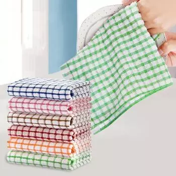 12 шт. кухонных полотенец, впитывающих воду, хлопковых полотенец для мытья посуды, ярких клетчатых цветов, легкие кухонные полотенца для уборки 12pcs