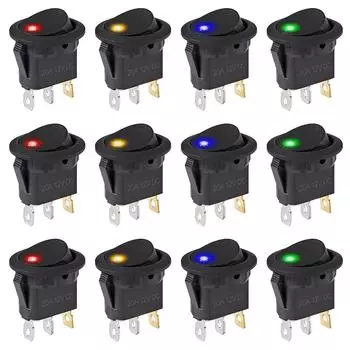 12 шт. кулисный переключатель 12 В SPST 3 контакта 2 положения ВКЛ/ВЫКЛ синий светодиодный переключатель для лодки с подсветкой