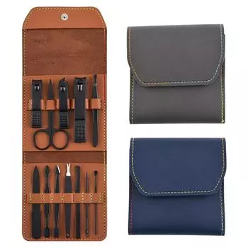 12 шт. кусачек для ногтей мужской/женский маникюрный педикюрный набор ножницы для ногтей набор для ухода за пальцами ног 12-piece set хаки