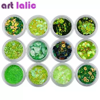 12 шт., лазерные цвета, блестящие блестки для дизайна ногтей, акриловые наконечники, УФ-гель-лак, голограмма для декора маникюра