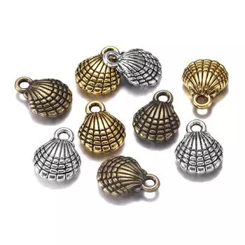 12 шт./лот 13x10 мм античное золото цвет двухсторонняя ракушка подвески подвески фурнитура для DIY ожерелье браслет поставки аксессуары