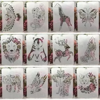 12 шт./лот A4 29*21 см Мандала Животные DIY настенные трафареты для рисования раскраска для скрапбукинга тиснение альбом декоративный шаблон