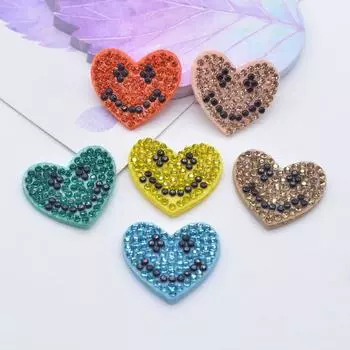 12 шт./лот Алмазная улыбка кристалл сердце любовь DIY нашивки со стразами на плоской поверхности аксессуары для скрапбукинга оранжевый