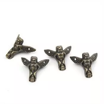 12 шт./лот Античная бронза Ангел Подарочная коробка Деревянный кейс Уголок Защитник Декор для мебели 12pcs