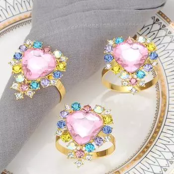 12 шт./лот, цветное кольцо для салфеток «Любовь ко Дню святого Валентина», бриллиантовая пуговица для салфеток, пуговица для салфеток, отель, свадебное кольцо для рта