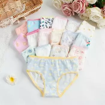 12 шт./лот, детские трусики, нижнее белье для девочек, детские трусы, От 1 до 12 лет 3-4