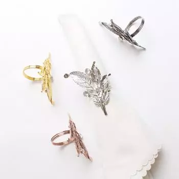 12 шт./лот Металлическое кольцо для салфеток, подходит для свадебных и праздничных вечеринок, кольцо для салфеток в виде листа золотой