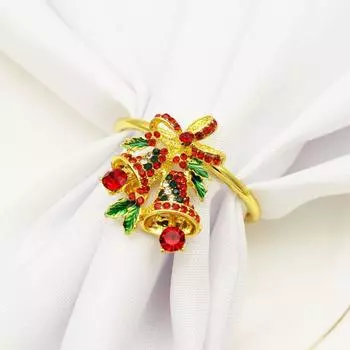 12 шт./лот новые рождественские колокольчики кольцо для салфеток цветная пуговица для салфеток отель западный ресторан тканевое кольцо золотой