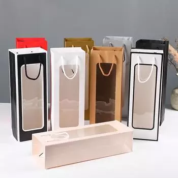 12 шт./лот одинарная сумка для вина из крафт-бумаги, сумки для бутылок вина с ручками, подарочные пакеты для вина на Рождество, свадьбу, вечеринку, розничные пакеты 12pcs&36x12.5x8.5cm белый