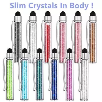 12 шт./лот шариковая ручка Crystal Creative Stylus Touch Pen 12 цветов шариковая ручка для письма канцелярские принадлежности для офиса и школы 12 Colors Mixed чёрный
