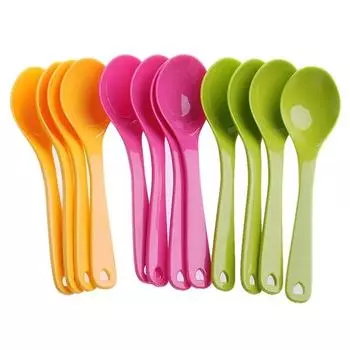 12 шт., ложка для кормления ребенка, безопасный пластиковый набор для обучения малышей, набор ложек для еды random 12pcs