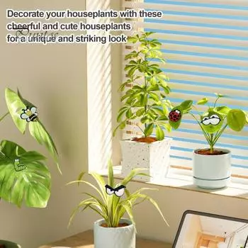 12 шт., магнит с листьями растений, орнамент, живой дом, комнатные растения, декоративные наклейки, забавные глаза, пчелы, божья коровка, магнит для горшечных растений, креативный холодильник 12pcs