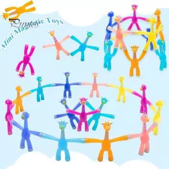 12 шт. Магнитные игрушки для снятия стресса жирафы силиконовые гибкие позируемые мини фигурки креативный декор для холодильника и путешествия сенсорная игрушка подарки для 12pcs