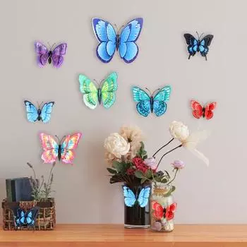 12 шт магниты на холодильник яркие цвета двухслойные наклейки на стену с бабочками для украшения дома и вечеринки