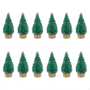 12 шт. Маленькие елочные украшения Миниатюрные елки Коллекционные поделки Рождество для офиса