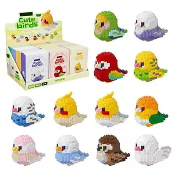 12 шт., маленькие попугаи, строительные блоки для домашних животных, модель 12 цветных мини-кирпичей, милые птицы, набор игрушек, детские призы для класса, подарки на Рождество