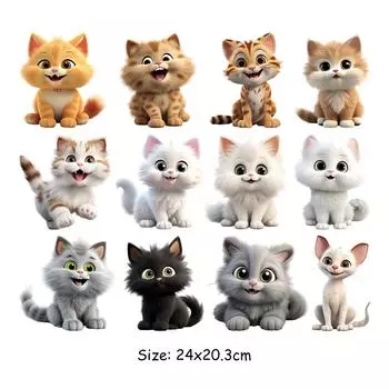 12 шт. Маленький кот 6,6 см термопереводной винил легко печатать толстовки одежда наклейки футболки своими руками термопресс аппликация утюгом на заплатке