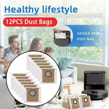 12 шт. мешков для пыли для пылесоса Eufy L50 SES L60 SES с самоочищающейся док-станцией, для Conga Home 1000,8090