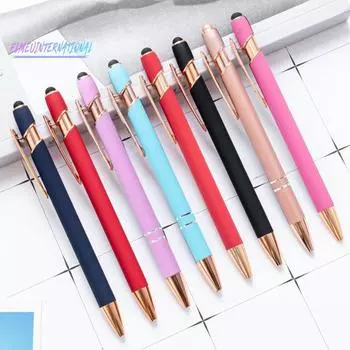 12 шт., металлическая шариковая ручка, пресс-дизайн, гладкое письмо с зажимом, ручки для подписи студентов, канцелярские принадлежности, школьные принадлежности темно-синий