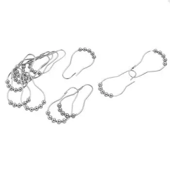 12 шт. Металлические кольца для душевой занавески в форме тыквы с покрытием, крючки для роликов и шариков (Серебряный) Крючки для душевой занавески серебряный