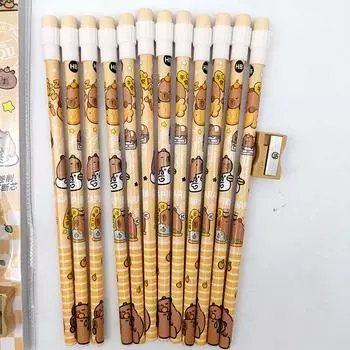 12 шт. милый мультфильм капибара Hb карандаши канцелярские набор с точилкой для карандашей школьники канцелярские товары подарок