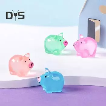 12 шт., мини-фигурка свиньи, светящаяся в темноте смола, крошечная свинья, орнамент, миниатюрная статуя животного, игрушка, сказочный сад, микроландшафт, украшение для рабочего стола белый