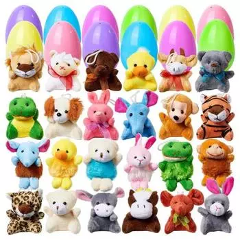 12 шт. мини-игрушка в виде плюшевой куклы, набор для пасхальных яиц, наполнитель для охоты на подарки для вечеринок, призы для класса, милые игрушки для детей 3-10 лет 12pcs