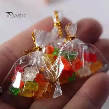 12 шт., мини-конфеты, гладкая поверхность, сделай сам, украшения из смолы, имитация конфетного медведя, аксессуары для кукольного домика для микропейзажа B