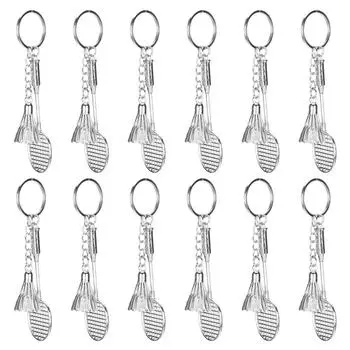 12 шт. Мини металлический спортивный брелок симпатичная ракетка для бадминтона модные брелки для любителей мяча