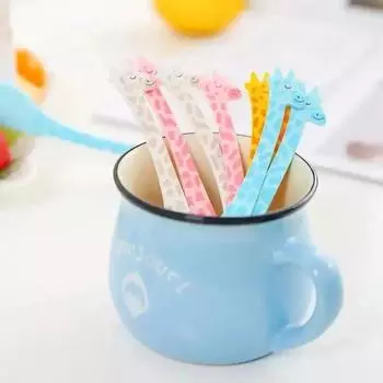 12 шт. Мини-мультяшная детская посуда с животными фермы, Детская вилка для фруктов, зубочистка, случайные цвета 12forks Random Color