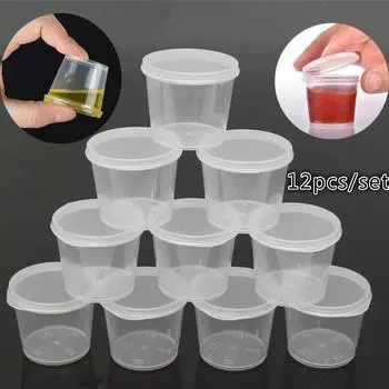 12 шт., мини-пластмассовые чашки для соуса, пищевые пластиковые коробки для масляного соуса, приправ для барбекю One Size