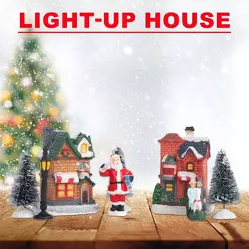 12 шт. Мини смоляные рождественские городские сцены настольные украшения со светодиодной подсветкой DIY рождественские куклы фигурки рождественские коллекционные украшения