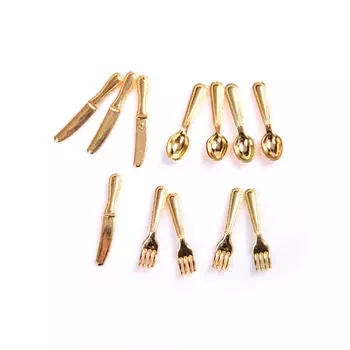 12 шт. Миниатюрная модель кукольного домика, аксессуары для кукольного домика, нож и вилка 1 серебряный