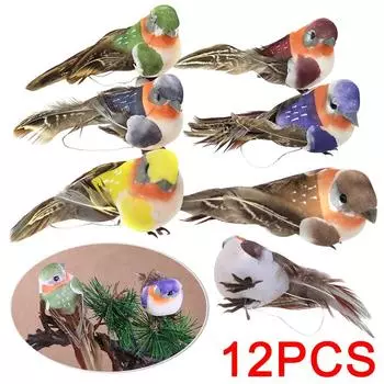 12 шт. миниатюрных украшений в виде птиц, сделай сам, поделки из пенопласта, искусственные поддельные птицы, садовая опора, коллекционные украшения для дома и сада
