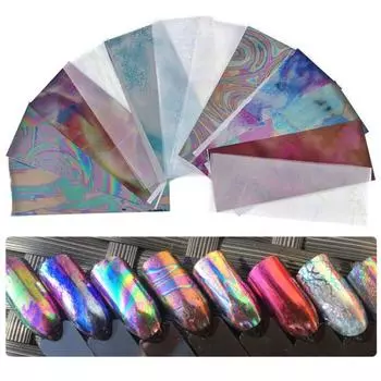12 шт многоцветное звездное небо наклейки для ногтей из фольги маникюр DIY наклейка для переноса