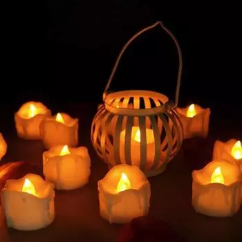 12 шт. модные украшения для помещений, подарок, беспламенный домашний декор, свадебные украшения, чайные свечи, желтый фли жёлтый