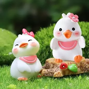 12 шт. мультяшная фигурка утки маленькая утка поводок статуя скульптура животное модель дома