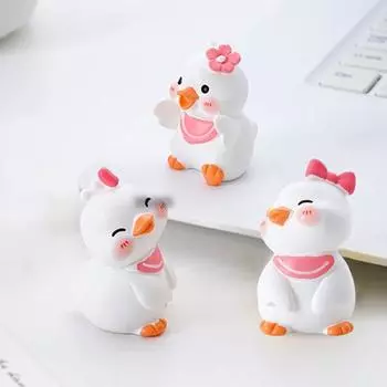 12 шт. мультяшная фигурка утки, маленькая утиная статуэтка с поводком, скульптура, модель животного, домашний офис, книжная полка, рабочий стол